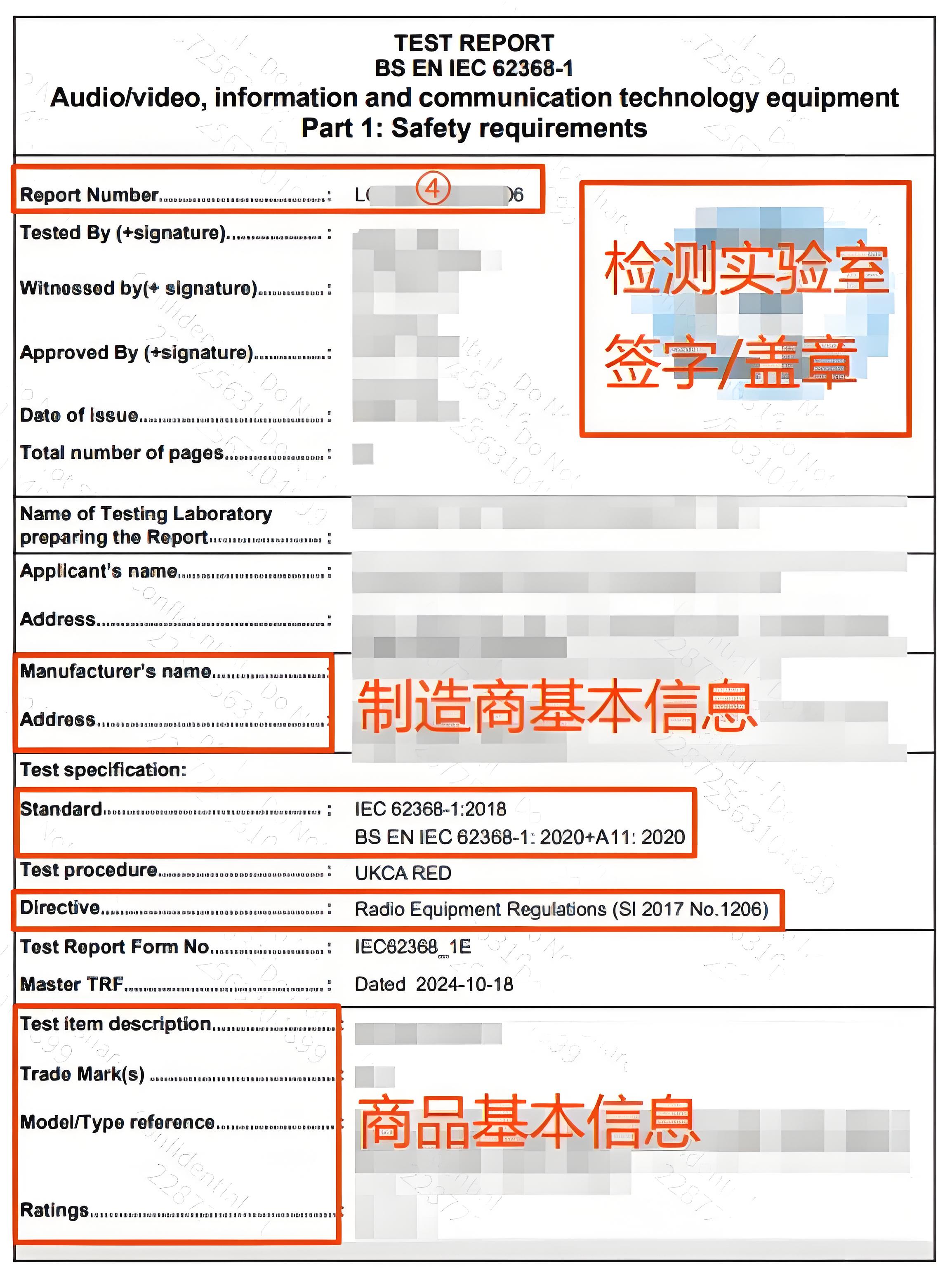 TEST REPORT（Safety 相关检测信息）